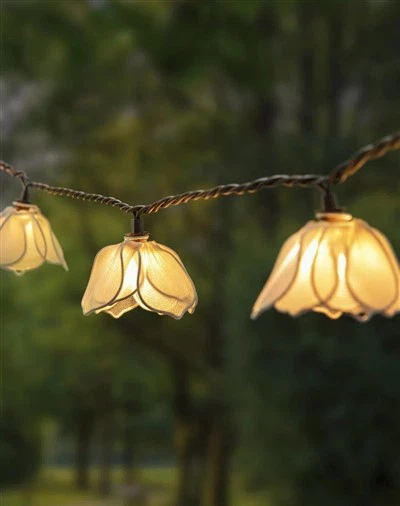 Solar White Flower LED Light String